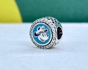 Sterling silver Cruise Line In augural Captain Mickey Charm, Enamel CZ Bead