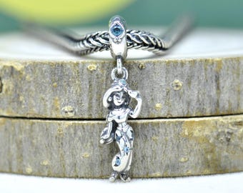 Charm colgante de plata de ley de la princesa Jazmín de Aladino: pulsera europea con colgante de cuentas