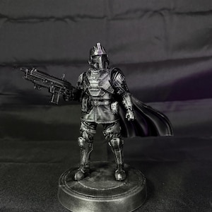 Helldivers 2 Statue | 3D Printed Black Chrome Soldier with Cape