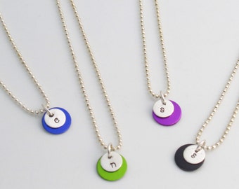 Initial pendant or bracelet with color