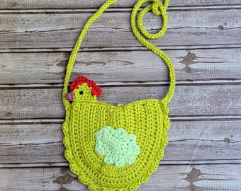 Ready to OOAK ship Kids Chartreuse Chicken Crochet Strap Bag