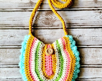 Ready to ship Kids Multi Colored Crochet Strap Bag