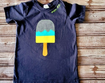 Toddler Enjoy Life Navy Popsicle inspired Tee with handmade applique and embroidery