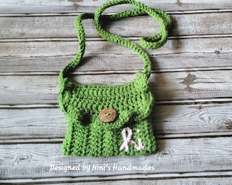 Ready to ship Kids Green  Crochet Strap Bag