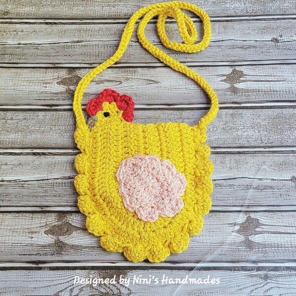 Ready to OOAK ship Kids Mustard Yellow Chicken Crochet Strap Bag