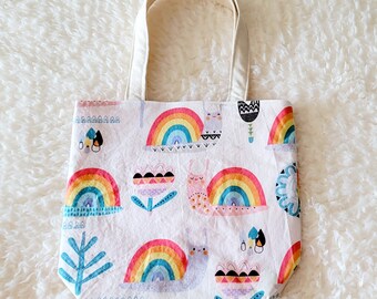 Ready to ship Cotton Snails and Rainbows Mini Totebag