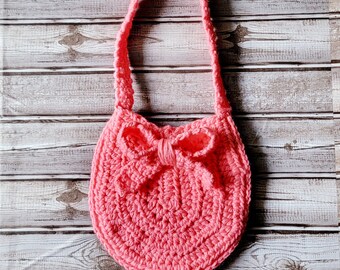 Ready to ship Kids Coral Pink with Bow Purse Shoulder Bag