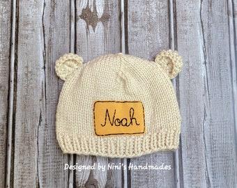 Made to Order Personalized Baby Infant Boys or Girls Embroidered Name Hat with or without Ears