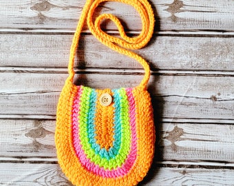 Ready to ship Kids Neon Multi Colored Crochet Strap Bag