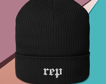 Bio-Beanie – "reputation" – bestickt – Von Swifties für Swifties