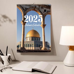 2025 Islamic Calendar | Muslim Home Decor with Hijri Dates & Islamic Events | Beautiful Mosque Illustrations | Muslim New Year Gift