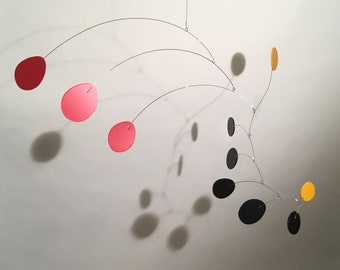 Modern Lg Art Mobile Steel & Petals 42&quot;w x 22&quot;h Hanging Sculpture Hanging Home Decor Mid Century Modern Retro Nursery