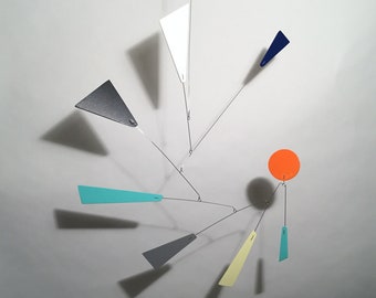 Sparky Modern Art Mobile Triangles Abstract Sculptural Kinetic Home Decor