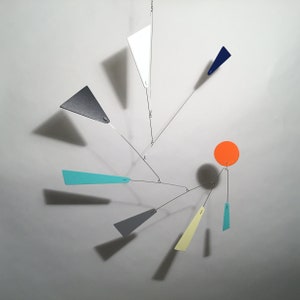 Sparky Modern Art Mobile Triangles Abstract Sculptural Kinetic Home Decor image 1