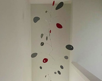 Long Colorfall Mobile Modern Art Mobile Hanging Corporate Office Stairwell Home Decor Custom Colors 36"w x 72"h