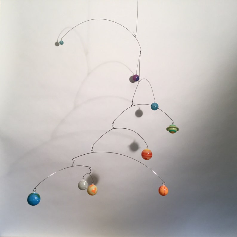 9 Planets Mobile hanging art sculpture Kids Home Decor Science Classroom Art Glow in The Dark image 3