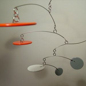 Modern S Baby Mobile art sculpture Eliptusmobius Small Nursery Home Decor 20w x 13h Orange Grey White image 4