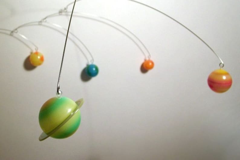 8 Planets Science Mobile that Glows In The Dark Modern Art Hanging Nursery Kids Play School Room Decor image 4