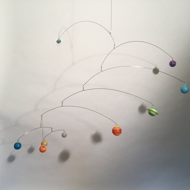 9 Planets Mobile hanging art sculpture Kids Home Decor Science Classroom Art Glow in The Dark image 1