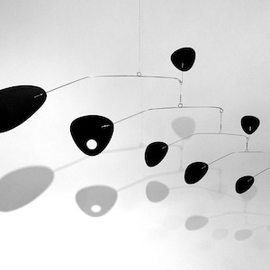 Modernist L Mobile Art Sculpture Large 42”w x 20” Minimalist MCM Retro Modern Home Decor all black