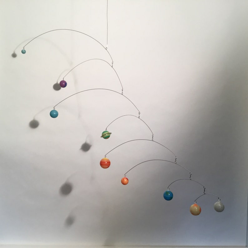 9 Planets Mobile hanging art sculpture Kids Home Decor Science Classroom Art Glow in The Dark image 5