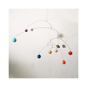 Planets 8 Mobile w/spinners (no Pluto) 40&quot;w x 19&quot;h Science Glow in Dark Modern Nursery Playroom School Kinetic Mobiles Art