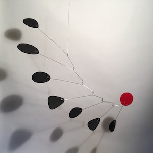 Modern M Hanging Black and Red Allure Mobile Art Sculpture Medium 27&quot;x27&quot; Home Decor