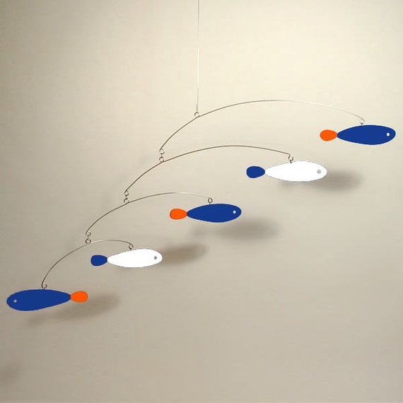 Modern Hanging Fish Art Sculpture Bluefish Mobile Nursery Etsy