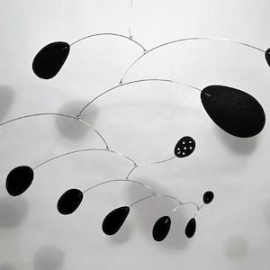 Lustron Art Mobile XL 48&quot;w x 30&quot;h Modern Decor for Home Office Stairwell Sculpture black and red