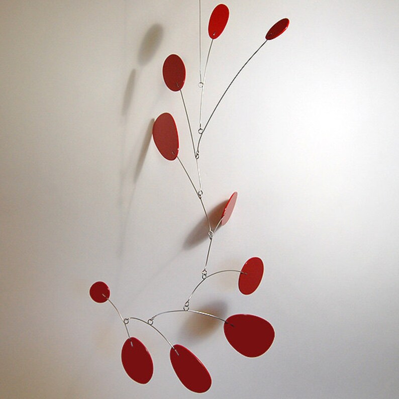 Modern M Hanging Mobile Art Sculpture by Julie Frith All Red | Etsy