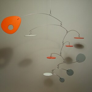 Modern S Baby Mobile art sculpture Eliptusmobius Small Nursery Home Decor 20w x 13h Orange Grey White image 5