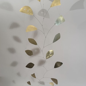 Helix Mobile 56&quot;h x 24&quot;w Brass Metal Home Decor Modern Hanging Kinetic Stairwell Sculpture