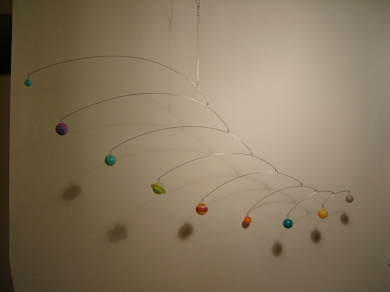 9 Planets Mobile hanging art sculpture Kids Home Decor Science Classroom Art Glow in The Dark image 7