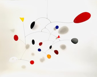 Mobile Modern Fine Art Home Decor Hanging Kinetic Sculpture Retro MCM 48”w x 29”h Colorful Shapes St. Jude” 1/1