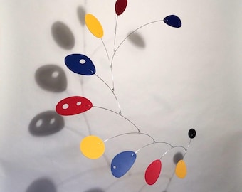 Mobius M Hanging Modern Art Mobile 20"w x 20"h Kinetic Nursery Home Decor Colorful Organic Shapes