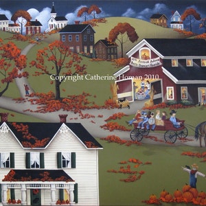 Folk Art Print Annunal Barn Dance and Hayride