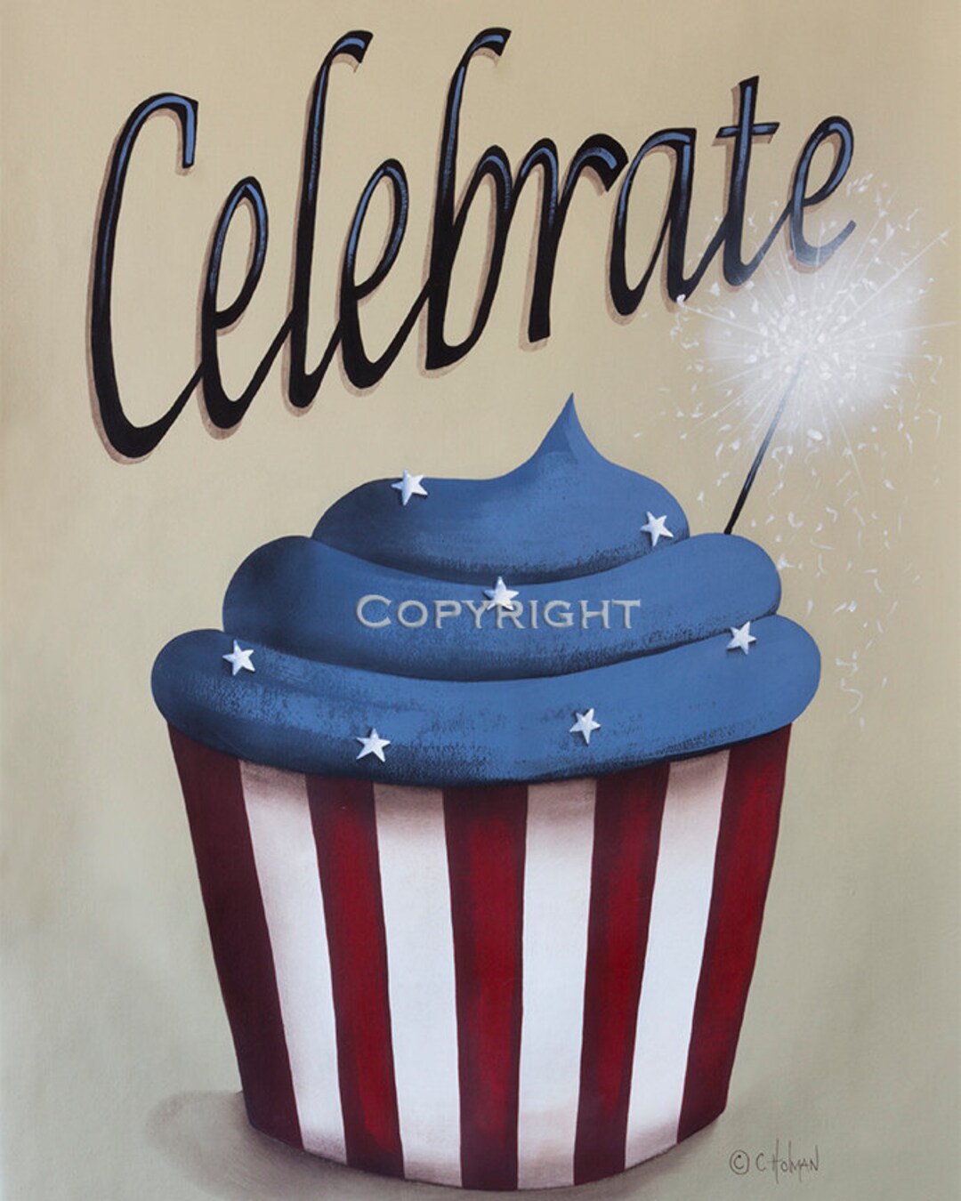 Cupcake Art Print Independence Day Celebrate the 4th of July - Etsy