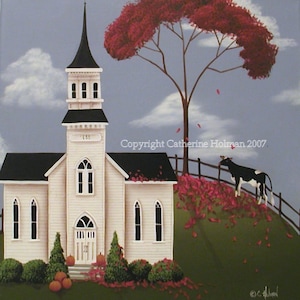 Folk Art Print Lulabelle Goes To Church