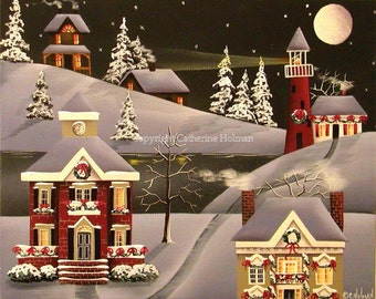 Folk Art Christmas Print It Came Upon a Midnight Clear