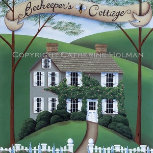 Folk Art Print Beekeeper&#39;s Cottage