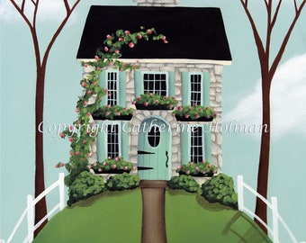 Folk Art Print Brambleberry Cottage