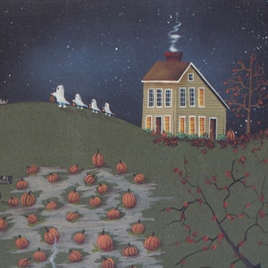 A Star Filled Halloween Evening Original Painting by folk artist Catherine Holman image 5