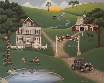 Folk Art Print Sweet Water Stables