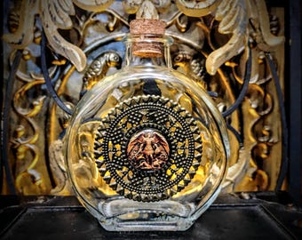 St. Michael Holy Water Bottle: Antique Gold Filigree Catholic Gift