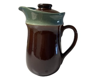 Red Wing Brown & Aqua Farmhouse Coffee Pitcher by USA Pottery