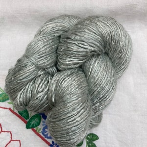 Silk Yarn - Hand Dyed worsted - Shade: Silver