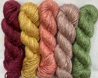 Mini skeins - amber shades with olive green