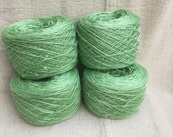 Fingering 4ply weight Silk Yarn Hand Dyed  - Peridot Green