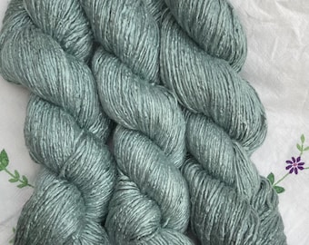 Silk Yarn Hand Dyed Worsted weight - gray-green