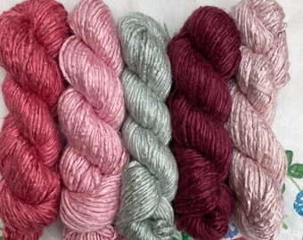 Mini skeins - pinks shades with silver